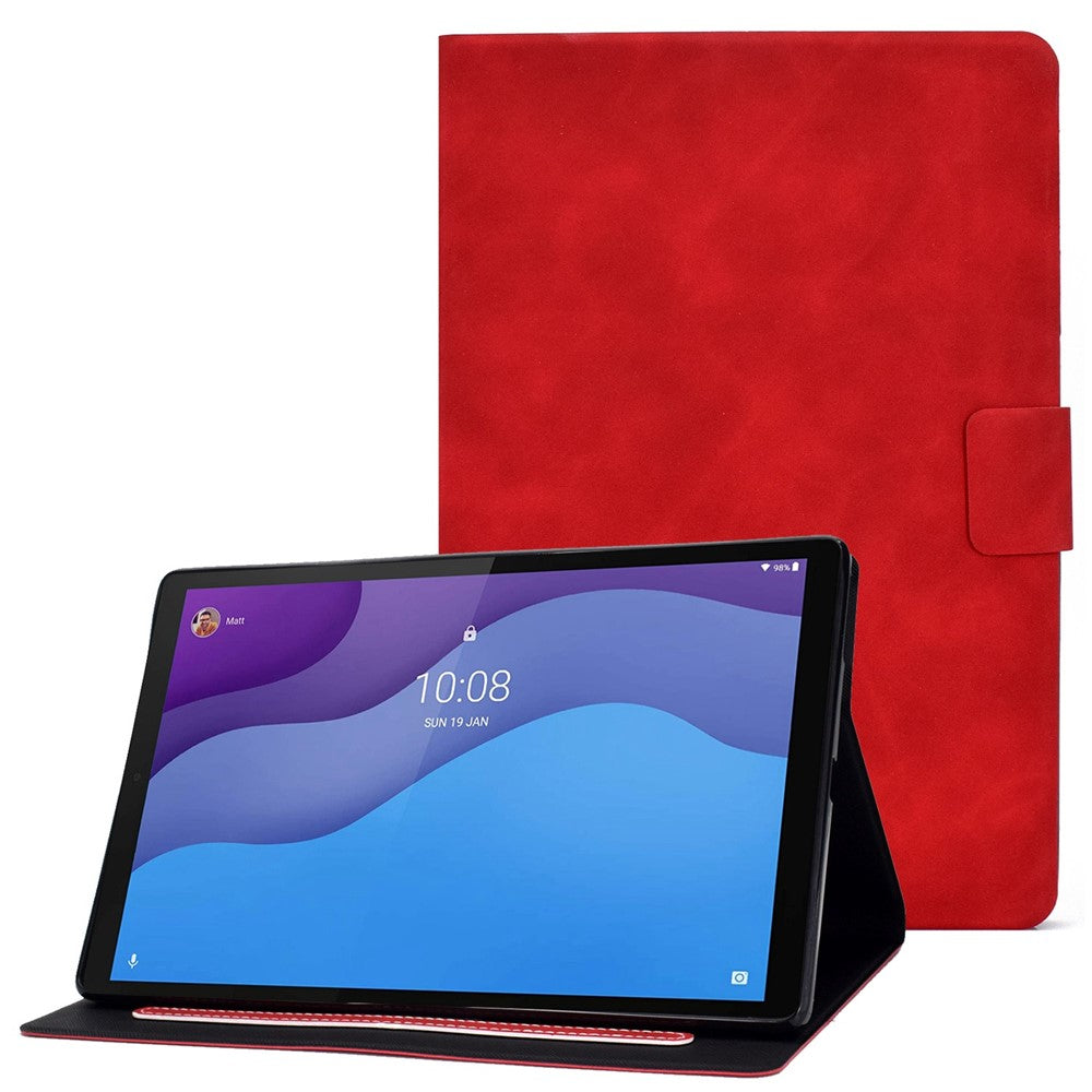 For Lenovo Tab M10 (Gen 3) TB-328F Split Leather Flip Stand Cover Auto Sleep/Wake Function Smart Tablet Case with Card Holders - Red