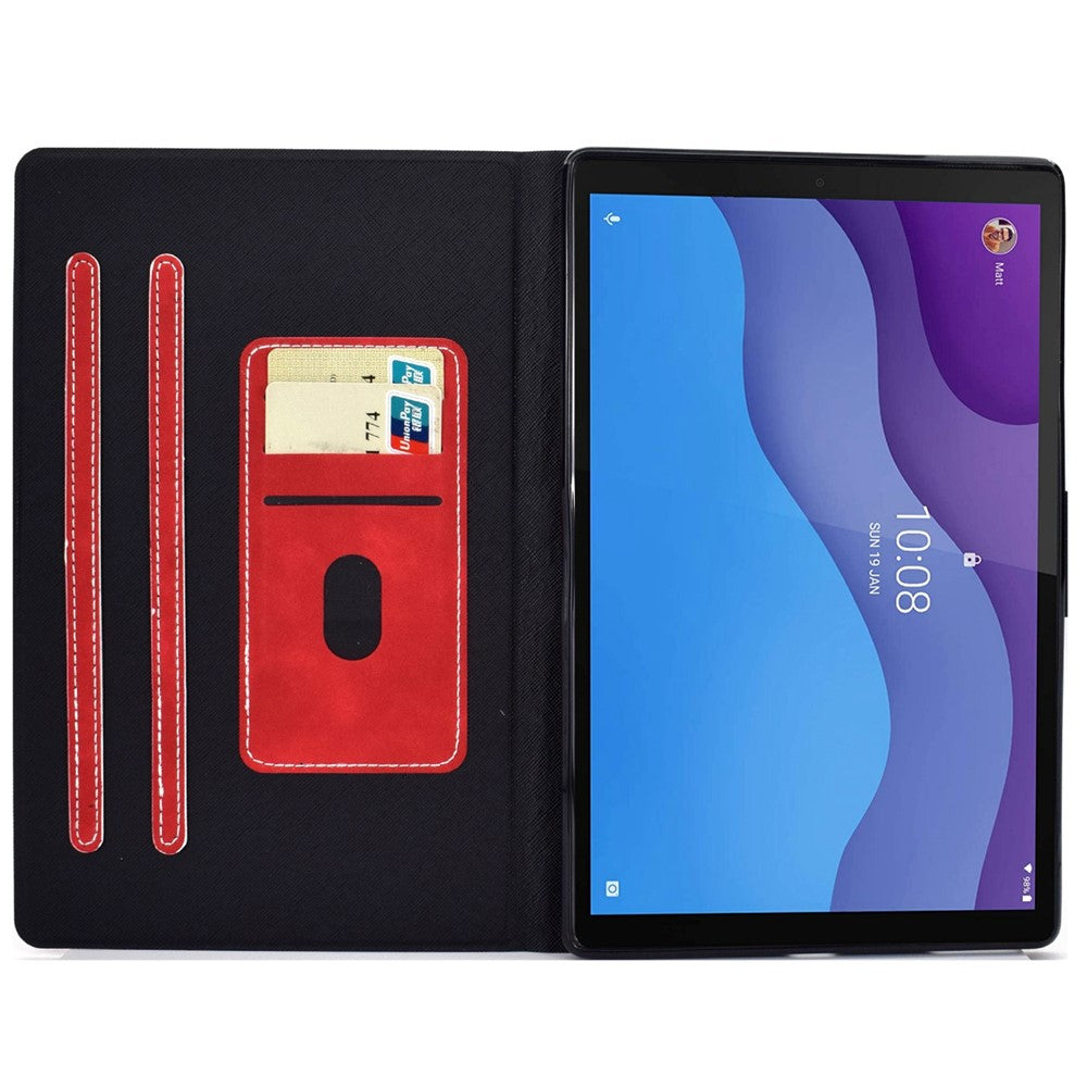 For Lenovo Tab M10 (Gen 3) TB-328F Split Leather Flip Stand Cover Auto Sleep/Wake Function Smart Tablet Case with Card Holders - Red