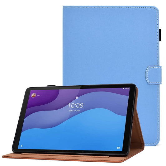For Lenovo Tab M10 (Gen 3) TB-328F Fold Stand Magnetic Flip Case PU Leather Auto Sleep/Wake Cover with Card Slots and Pencil Holder - Blue