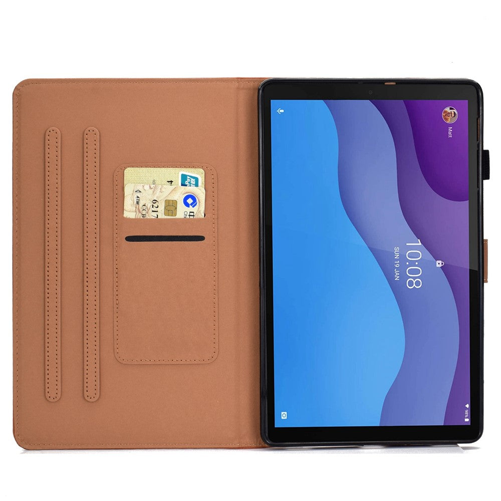 For Lenovo Tab M10 (Gen 3) TB-328F Fold Stand Magnetic Flip Case PU Leather Auto Sleep/Wake Cover with Card Slots and Pencil Holder - Pink