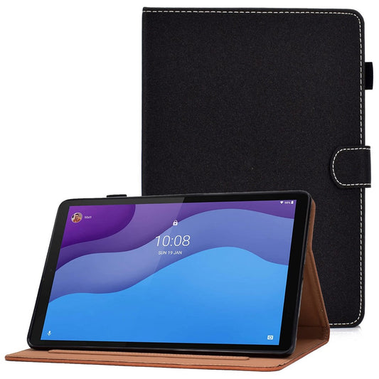 For Lenovo Tab M10 (Gen 3) TB-328F Fold Stand Magnetic Flip Case PU Leather Auto Sleep/Wake Cover with Card Slots and Pencil Holder - Black