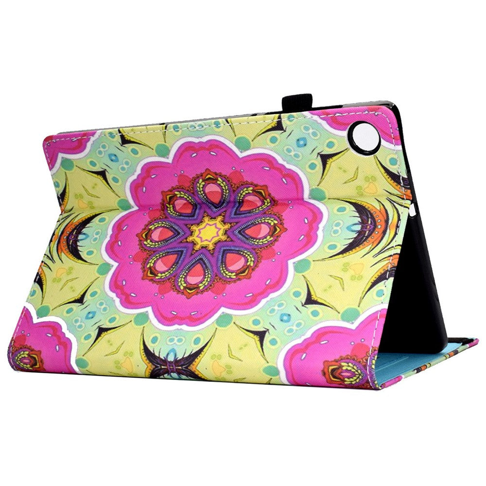 For Lenovo Tab M10 (Gen 3) TB-328FU / TB-328XU Pattern Printing Leather Stand Protective Case Card Slots Smart Cover with Elastic Band and Pencil Holder - Pink Mandala