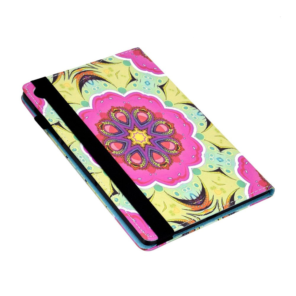 For Lenovo Tab M10 (Gen 3) TB-328FU / TB-328XU Pattern Printing Leather Stand Protective Case Card Slots Smart Cover with Elastic Band and Pencil Holder - Pink Mandala