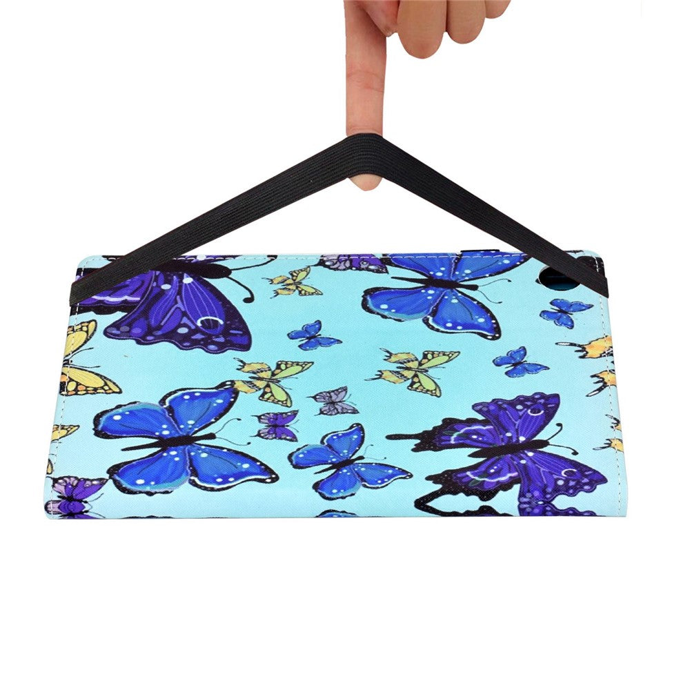 For Lenovo Tab M10 (Gen 3) TB-328FU / TB-328XU Pattern Printing Leather Stand Protective Case Card Slots Smart Cover with Elastic Band and Pencil Holder - Butterflies