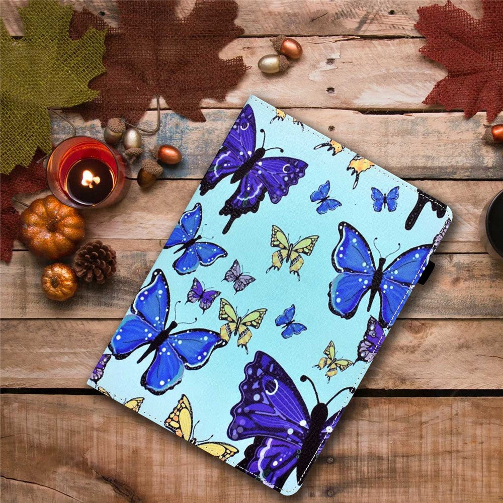 For Lenovo Tab M10 (Gen 3) TB-328FU / TB-328XU Pattern Printing Leather Stand Protective Case Card Slots Smart Cover with Elastic Band and Pencil Holder - Butterflies