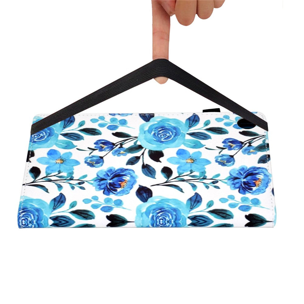 For Lenovo Tab M10 (Gen 3) TB-328FU / TB-328XU Pattern Printing Leather Stand Protective Case Card Slots Smart Cover with Elastic Band and Pencil Holder - Blue Rose