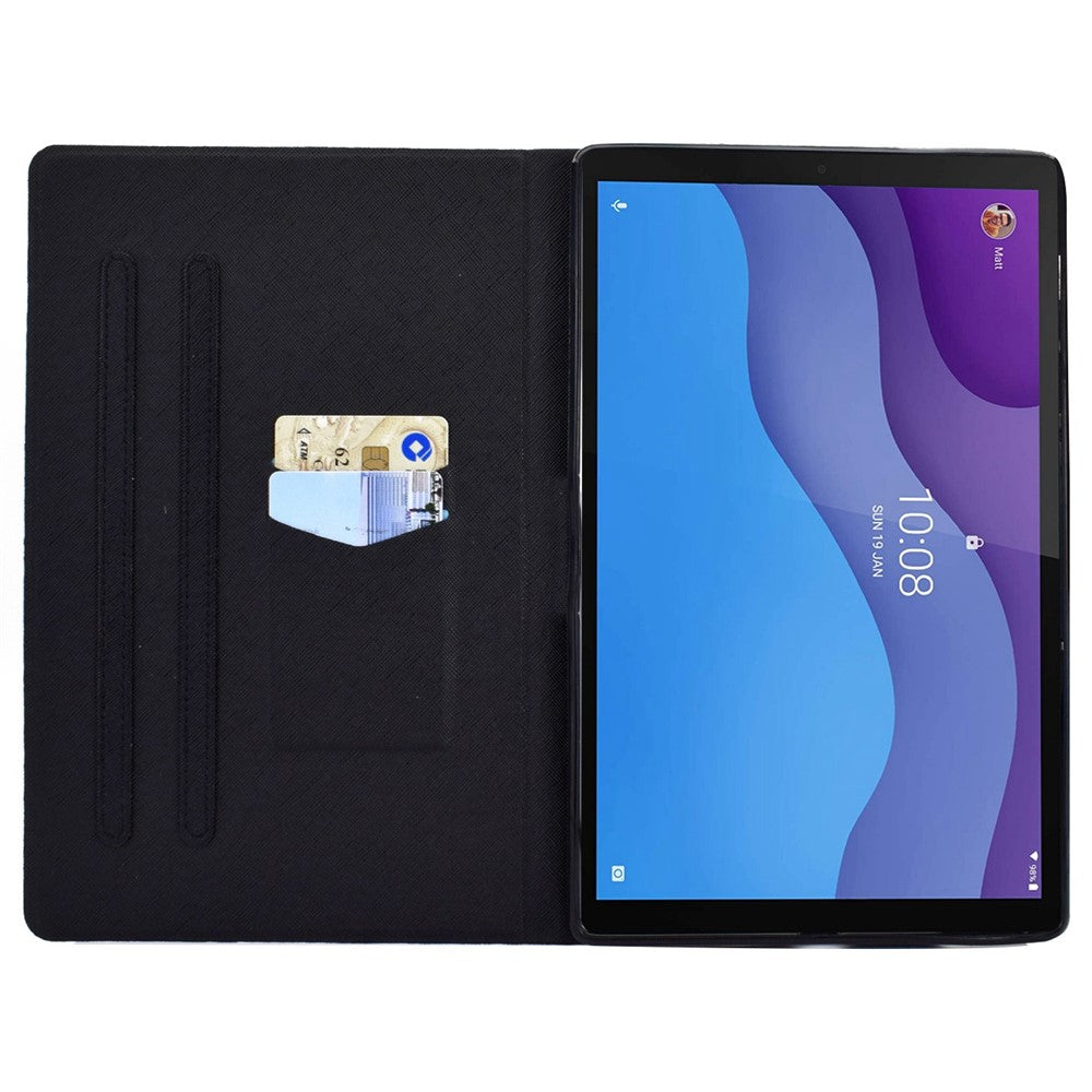 For Lenovo Tab M10 (Gen 3) TB-328FU / TB-328XU B1 Pattern Printing Stand PU Leather Folio Case Card Slots Smart Auto Wake / Sleep Shell with Pencil Holder - Expression