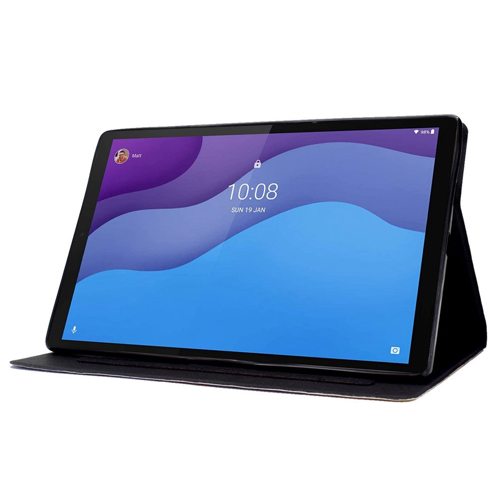 For Lenovo Tab M10 (Gen 3) TB-328FU / TB-328XU B1 Pattern Printing Stand PU Leather Folio Case Card Slots Smart Auto Wake / Sleep Shell with Pencil Holder - Skull