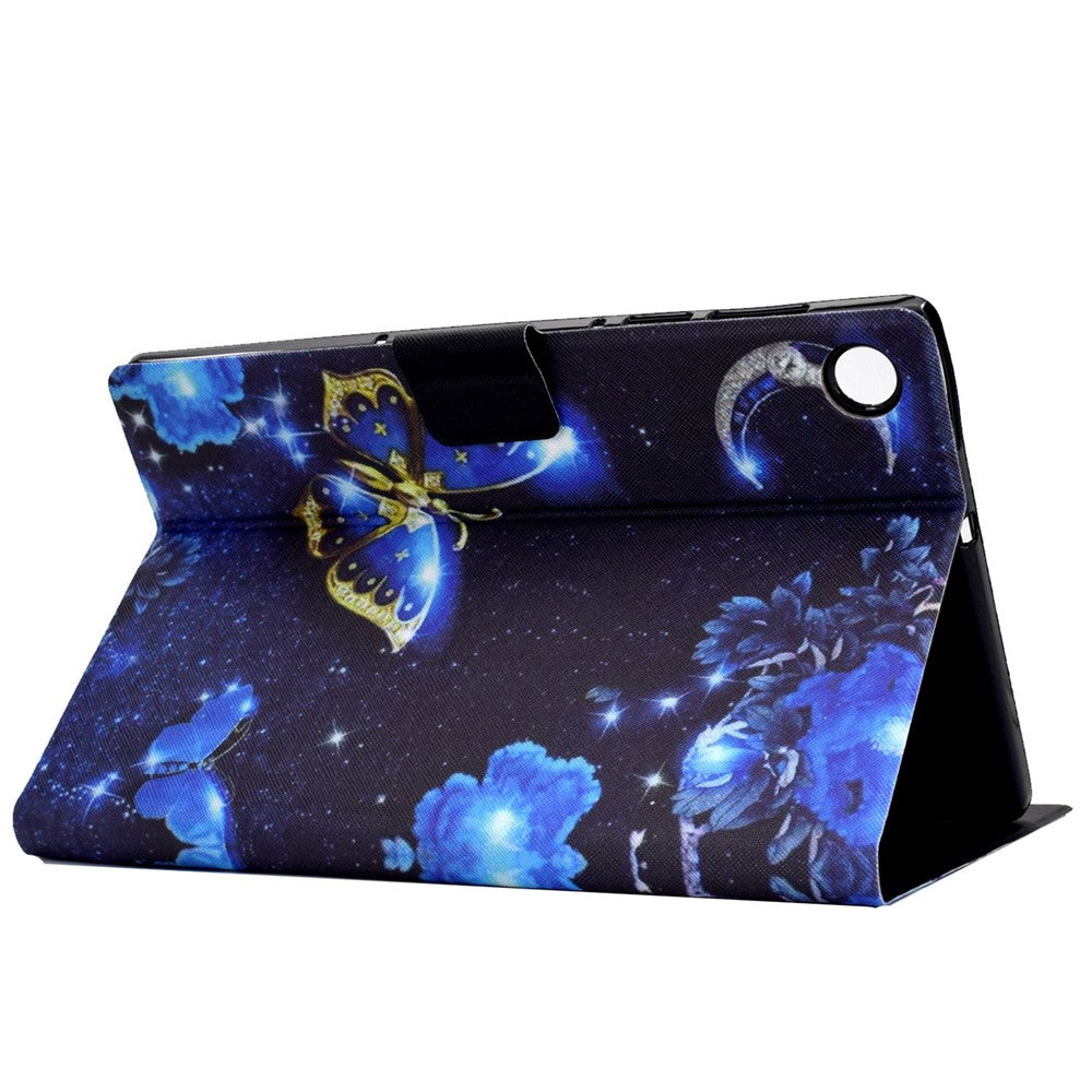 For Lenovo Tab M10 (Gen 3) TB-328FU / TB-328XU B1 Pattern Printing Stand PU Leather Folio Case Card Slots Smart Auto Wake / Sleep Shell with Pencil Holder - Blue Butterfly