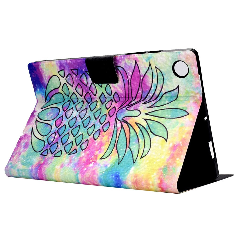 For Lenovo Tab M10 (Gen 3) TB-328FU / TB-328XU B1 Pattern Printing Stand PU Leather Folio Case Card Slots Smart Auto Wake / Sleep Shell with Pencil Holder - Colorful Pineapple