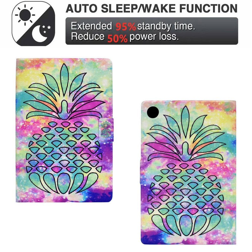 For Lenovo Tab M10 (Gen 3) TB-328FU / TB-328XU B1 Pattern Printing Stand PU Leather Folio Case Card Slots Smart Auto Wake / Sleep Shell with Pencil Holder - Colorful Pineapple
