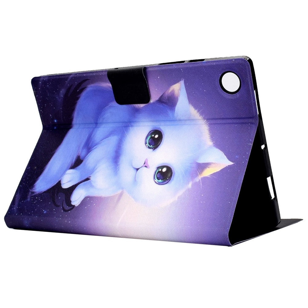 For Lenovo Tab M10 (Gen 3) TB-328FU / TB-328XU B1 Pattern Printing Stand PU Leather Folio Case Card Slots Smart Auto Wake / Sleep Shell with Pencil Holder - Cat