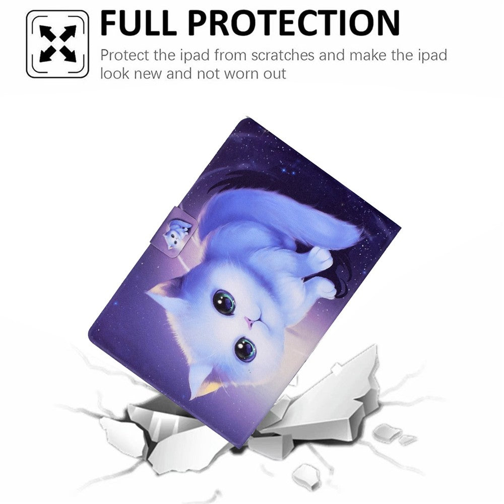 For Lenovo Tab M10 (Gen 3) TB-328FU / TB-328XU B1 Pattern Printing Stand PU Leather Folio Case Card Slots Smart Auto Wake / Sleep Shell with Pencil Holder - Cat