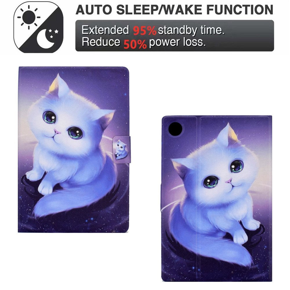 For Lenovo Tab M10 (Gen 3) TB-328FU / TB-328XU B1 Pattern Printing Stand PU Leather Folio Case Card Slots Smart Auto Wake / Sleep Shell with Pencil Holder - Cat