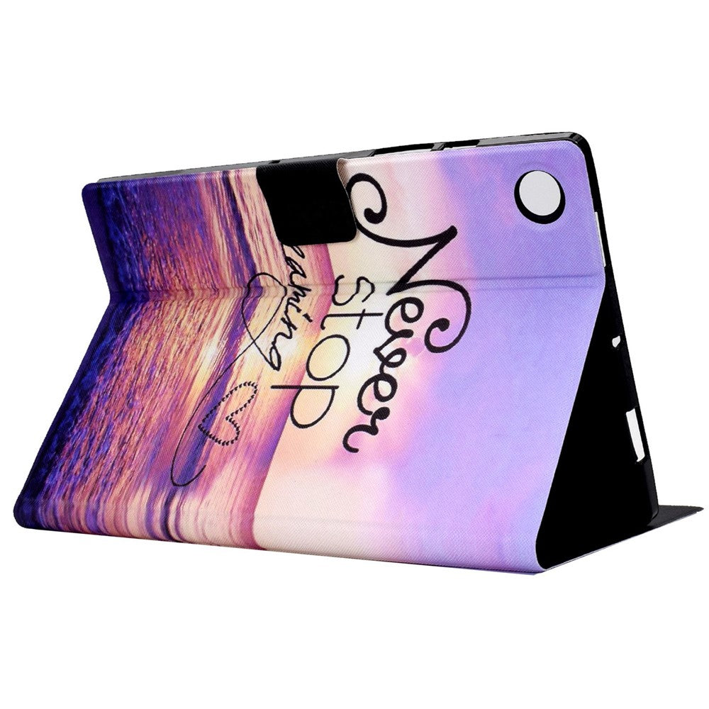For Lenovo Tab M10 (Gen 3) TB-328FU / TB-328XU B1 Pattern Printing Stand PU Leather Folio Case Card Slots Smart Auto Wake / Sleep Shell with Pencil Holder - Never Stop Dreaming