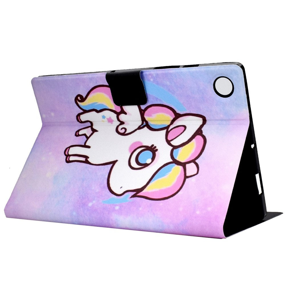 For Lenovo Tab M10 (Gen 3) TB-328FU / TB-328XU B1 Pattern Printing Stand PU Leather Folio Case Card Slots Smart Auto Wake / Sleep Shell with Pencil Holder - Colorful Horse