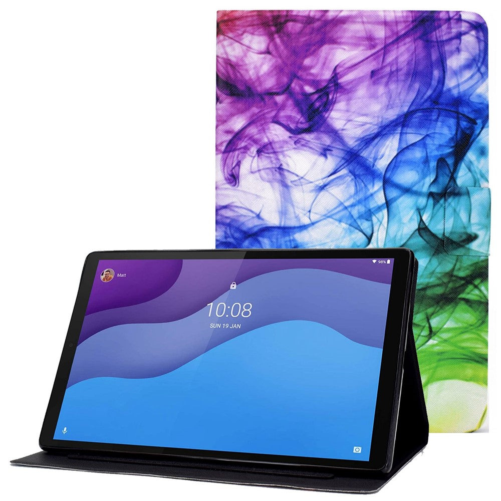 For Lenovo Tab M10 (Gen 3) TB-328FU / TB-328XU B2 Pattern Printing Stand Protective Case Auto Sleep / Wake Function PU Leather Smart Cover with Card Slots - Fog