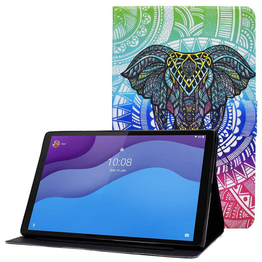 For Lenovo Tab M10 (Gen 3) TB-328FU / TB-328XU B2 Pattern Printing Stand Protective Case Auto Sleep / Wake Function PU Leather Smart Cover with Card Slots - Elephant