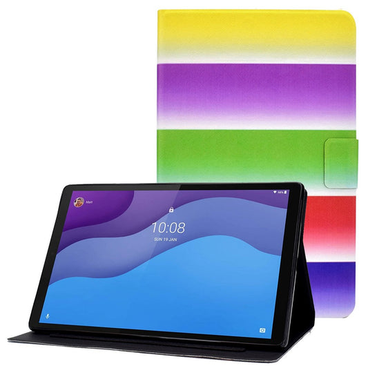 For Lenovo Tab M10 (Gen 3) TB-328FU / TB-328XU B2 Pattern Printing Stand Protective Case Auto Sleep / Wake Function PU Leather Smart Cover with Card Slots - Rainbow