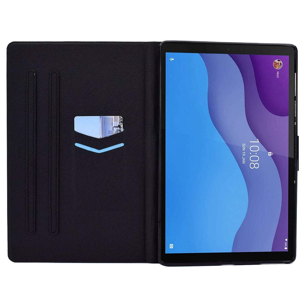 For Lenovo Tab M10 (Gen 3) TB-328FU / TB-328XU B2 Pattern Printing Stand Protective Case Auto Sleep / Wake Function PU Leather Smart Cover with Card Slots - Rose / Lion