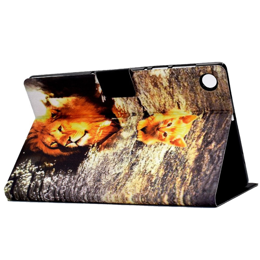 For Lenovo Tab M10 (Gen 3) TB-328FU / TB-328XU B2 Pattern Printing Stand Protective Case Auto Sleep / Wake Function PU Leather Smart Cover with Card Slots - Cat and Lion