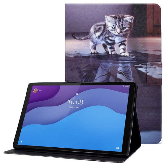 For Lenovo Tab M10 (Gen 3) TB-328FU / TB-328XU B2 Pattern Printing Stand Protective Case Auto Sleep / Wake Function PU Leather Smart Cover with Card Slots - Cat and Tiger