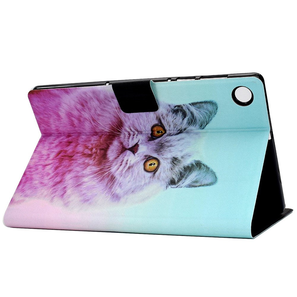 For Lenovo Tab M10 (Gen 3) TB-328FU / TB-328XU B2 Pattern Printing Stand Protective Case Auto Sleep / Wake Function PU Leather Smart Cover with Card Slots - Pink Cat