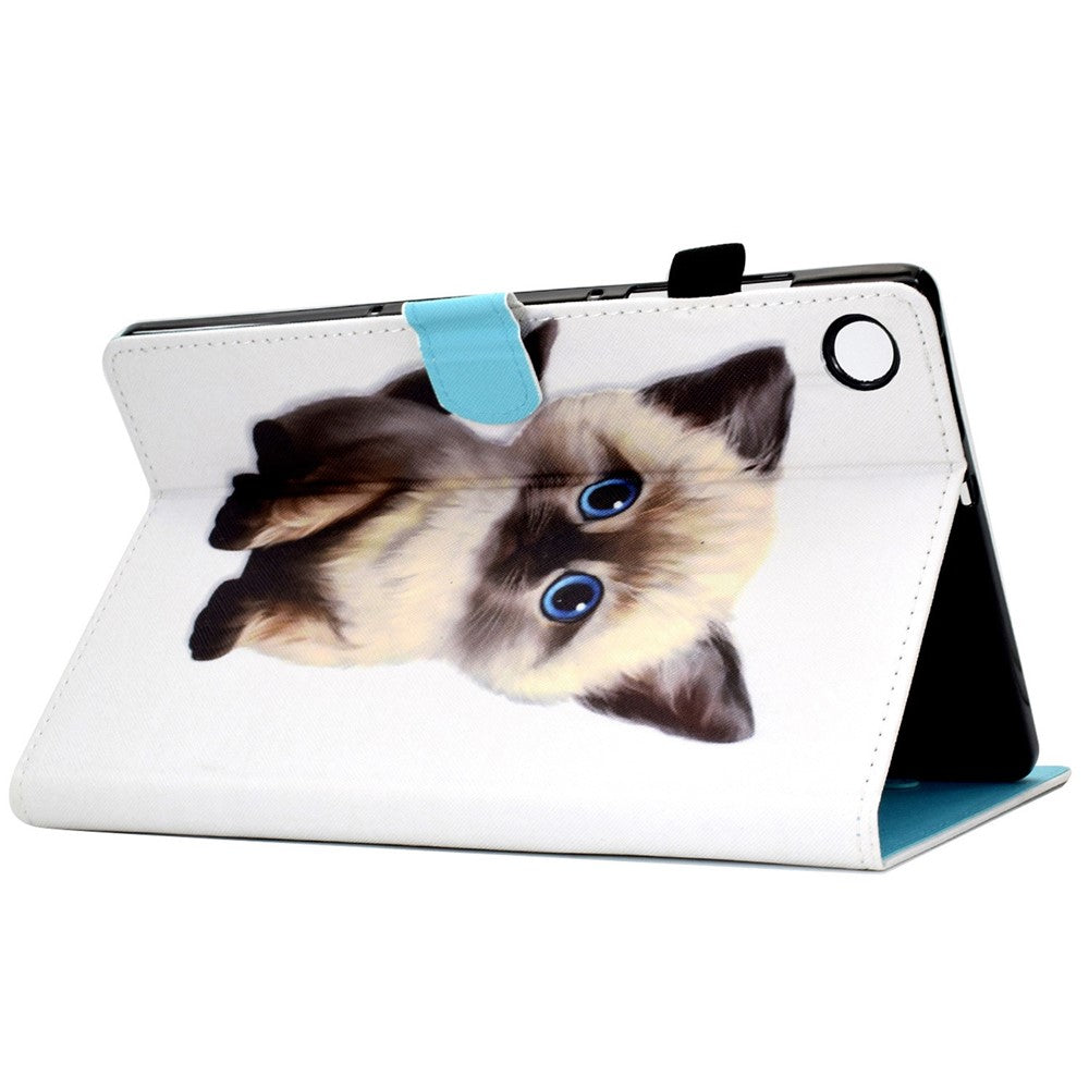 For Lenovo Tab M10 (Gen 3) TB-328FU / TB-328XU A2 Pattern Printing PU Leather Case Adjustable Stand Protection Smart Cover with Card Slots and Pencil Holder - Cat