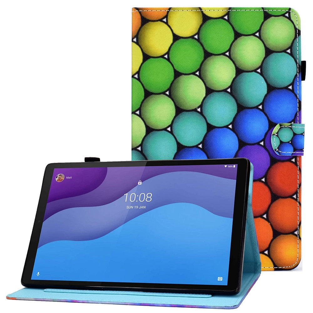 For Lenovo Tab M10 (Gen 3) TB-328FU / TB-328XU A2 Pattern Printing PU Leather Case Adjustable Stand Protection Smart Cover with Card Slots and Pencil Holder - Balls