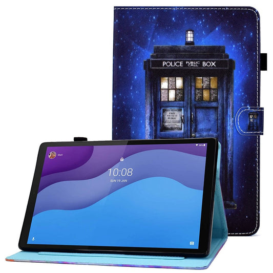 For Lenovo Tab M10 (Gen 3) TB-328FU / TB-328XU A2 Pattern Printing PU Leather Case Adjustable Stand Protection Smart Cover with Card Slots and Pencil Holder - Police Box