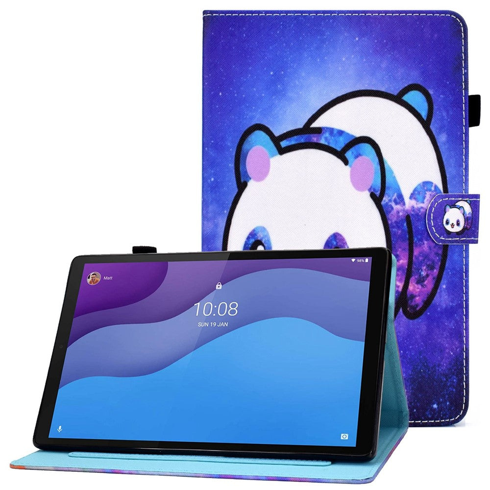 For Lenovo Tab M10 (Gen 3) TB-328FU / TB-328XU A2 Pattern Printing PU Leather Case Adjustable Stand Protection Smart Cover with Card Slots and Pencil Holder - Panda