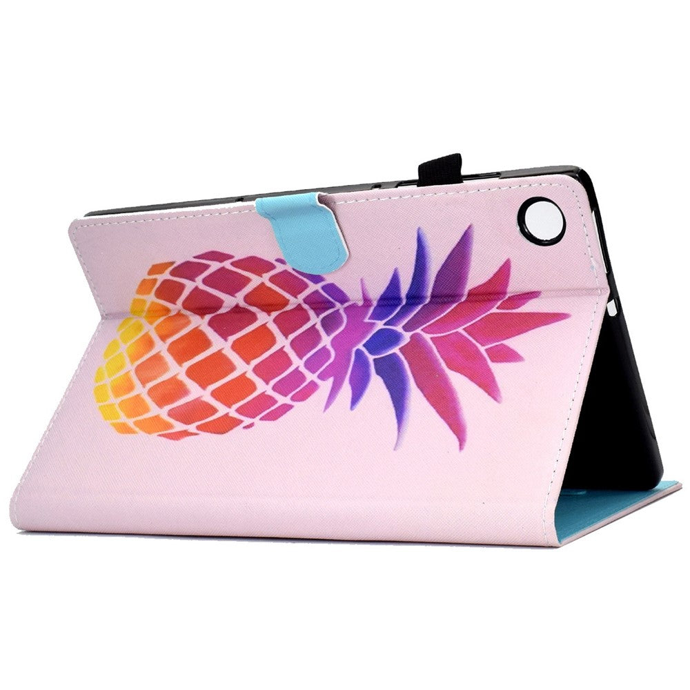 For Lenovo Tab M10 (Gen 3) TB-328FU / TB-328XU A2 Pattern Printing PU Leather Case Adjustable Stand Protection Smart Cover with Card Slots and Pencil Holder - Pineapple