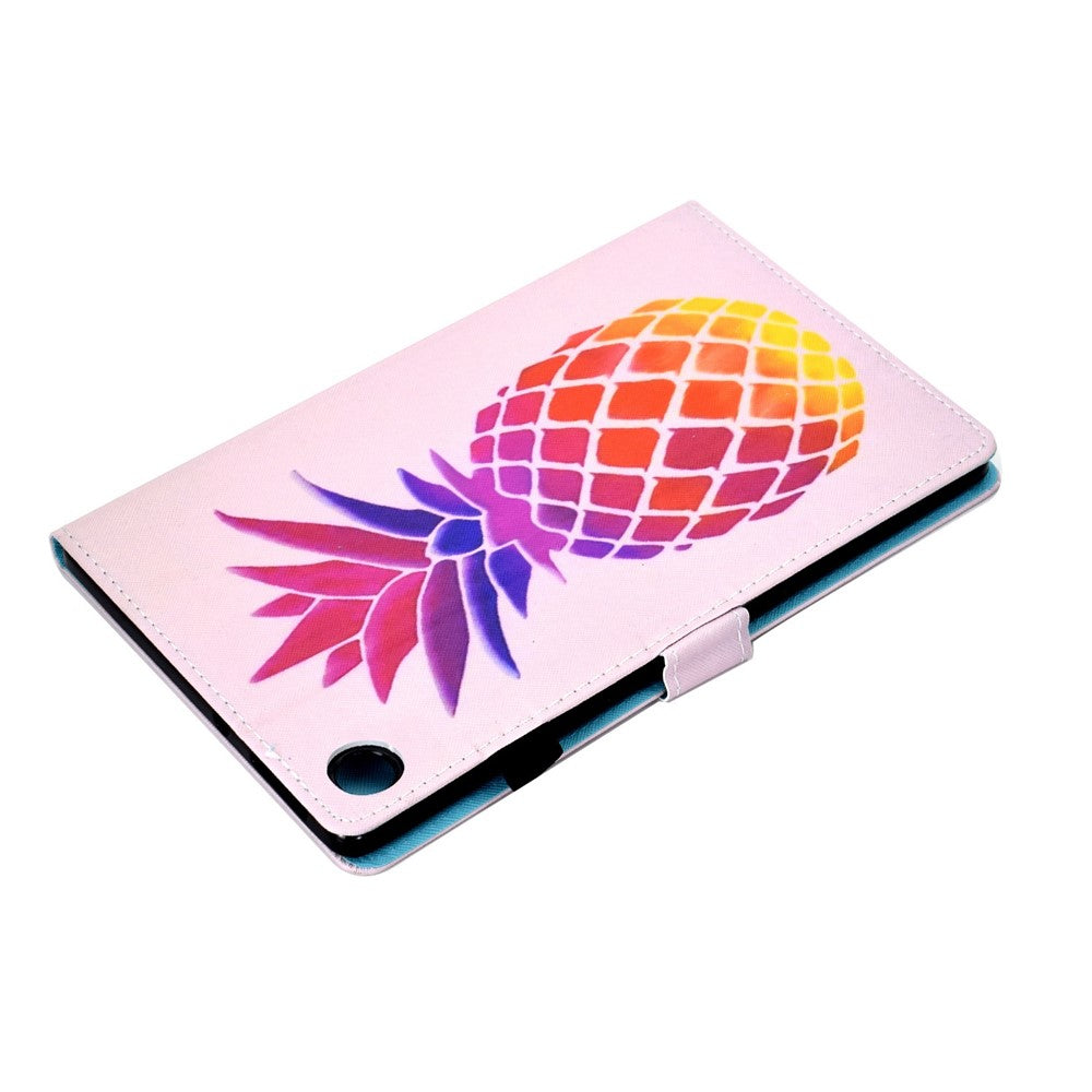 For Lenovo Tab M10 (Gen 3) TB-328FU / TB-328XU A2 Pattern Printing PU Leather Case Adjustable Stand Protection Smart Cover with Card Slots and Pencil Holder - Pineapple