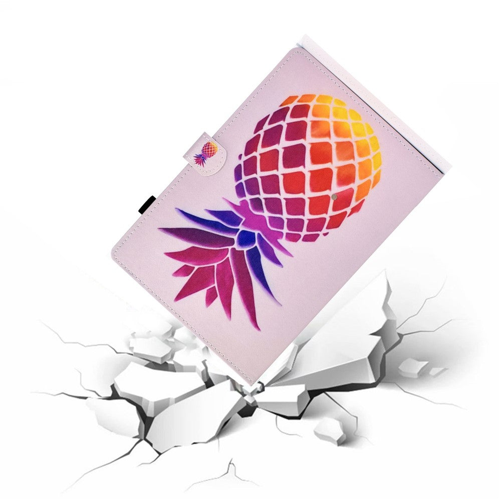 For Lenovo Tab M10 (Gen 3) TB-328FU / TB-328XU A2 Pattern Printing PU Leather Case Adjustable Stand Protection Smart Cover with Card Slots and Pencil Holder - Pineapple