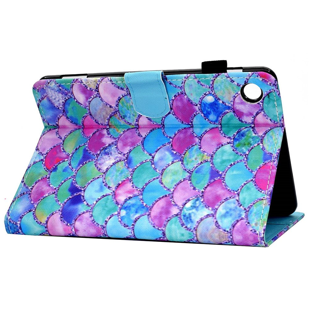 For Lenovo Tab M10 (Gen 3) TB-328FU / TB-328XU A2 Pattern Printing PU Leather Case Adjustable Stand Protection Smart Cover with Card Slots and Pencil Holder - Colorful Scales