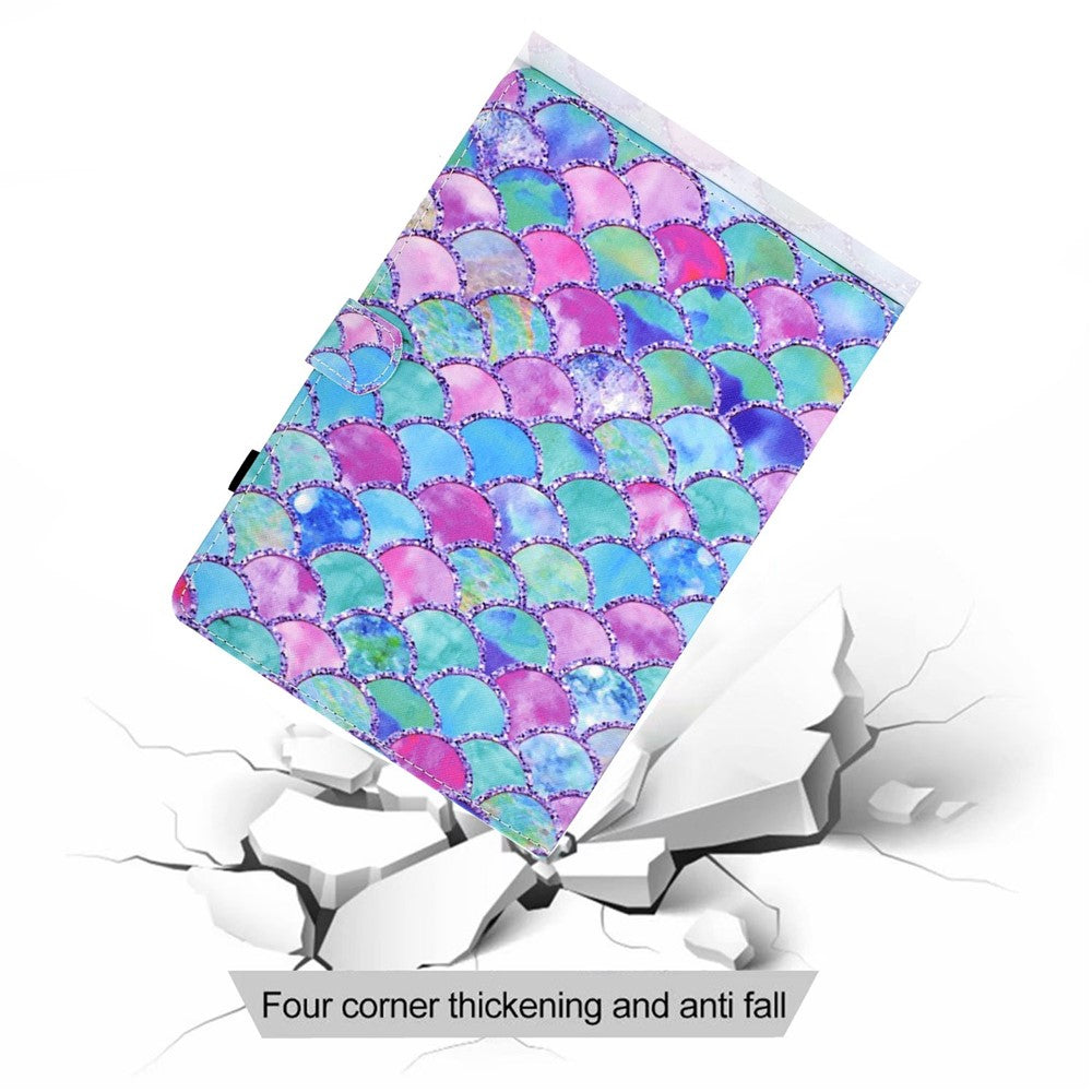 For Lenovo Tab M10 (Gen 3) TB-328FU / TB-328XU A2 Pattern Printing PU Leather Case Adjustable Stand Protection Smart Cover with Card Slots and Pencil Holder - Colorful Scales
