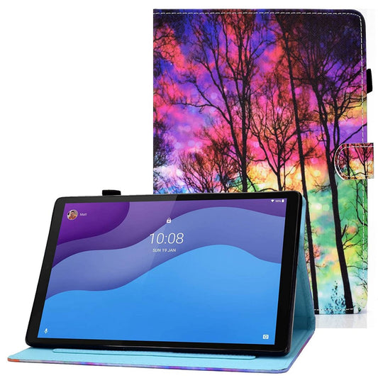 For Lenovo Tab M10 (Gen 3) TB-328FU / TB-328XU A2 Pattern Printing PU Leather Case Adjustable Stand Protection Smart Cover with Card Slots and Pencil Holder - Forest