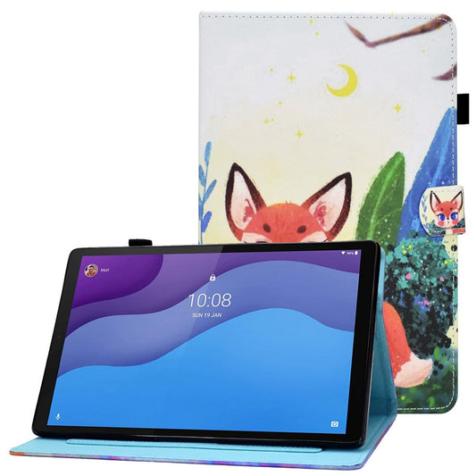 For Lenovo Tab M10 (Gen 3) TB-328FU / TB-328XU A2 Pattern Printing PU Leather Case Adjustable Stand Protection Smart Cover with Card Slots and Pencil Holder - Fox