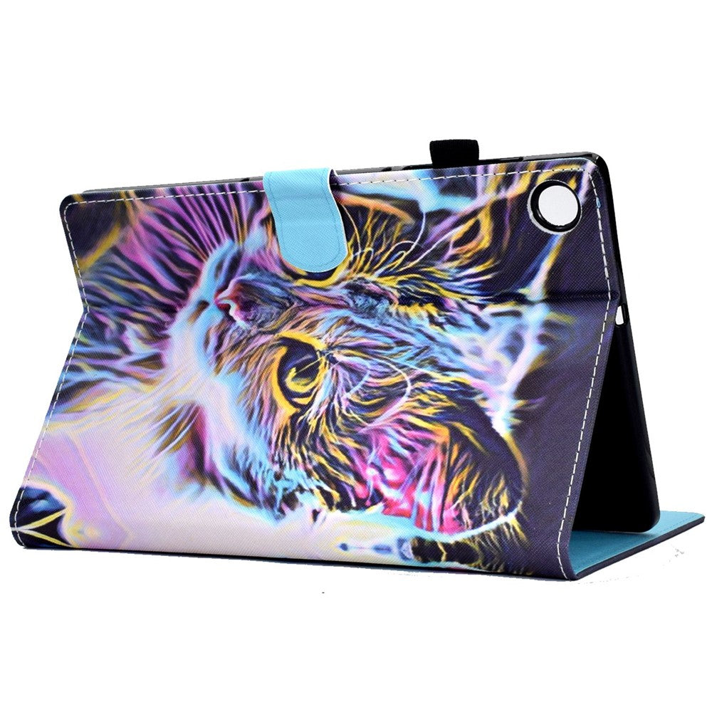 For Lenovo Tab M10 (Gen 3) TB-328FU / TB-328XU A2 Pattern Printing PU Leather Case Adjustable Stand Protection Smart Cover with Card Slots and Pencil Holder - Colorful Cat