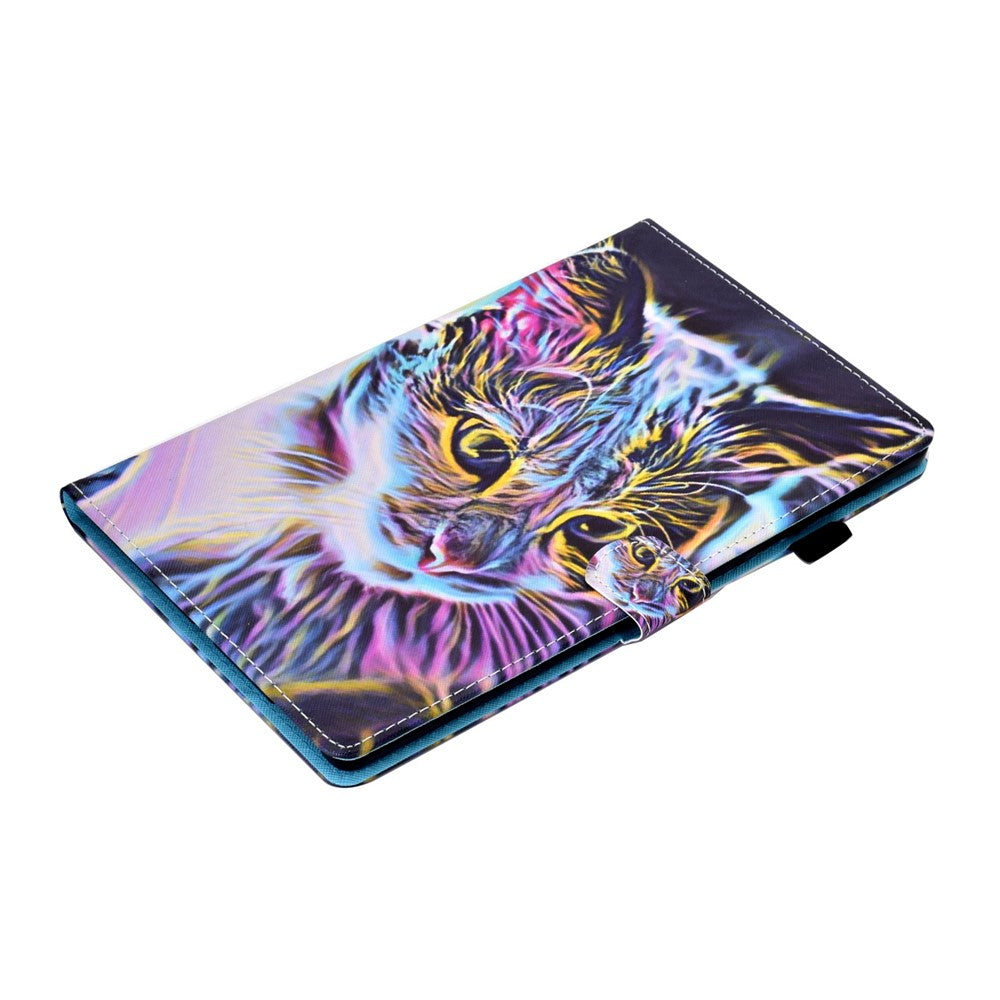 For Lenovo Tab M10 (Gen 3) TB-328FU / TB-328XU A2 Pattern Printing PU Leather Case Adjustable Stand Protection Smart Cover with Card Slots and Pencil Holder - Colorful Cat