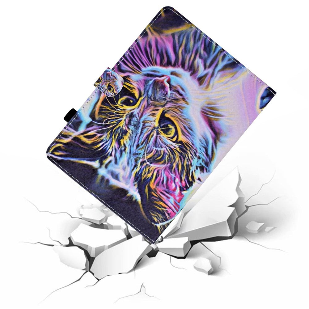 For Lenovo Tab M10 (Gen 3) TB-328FU / TB-328XU A2 Pattern Printing PU Leather Case Adjustable Stand Protection Smart Cover with Card Slots and Pencil Holder - Colorful Cat