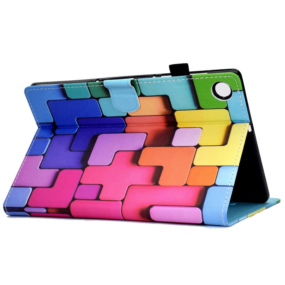 For Lenovo Tab M10 (Gen 3) TB-328FU / TB-328XU A2 Pattern Printing PU Leather Case Adjustable Stand Protection Smart Cover with Card Slots and Pencil Holder - Blocks