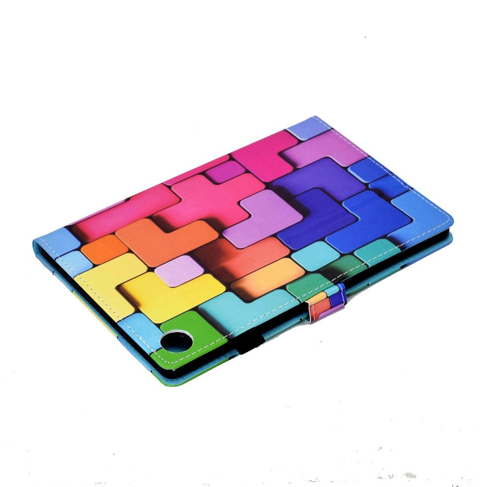 For Lenovo Tab M10 (Gen 3) TB-328FU / TB-328XU A2 Pattern Printing PU Leather Case Adjustable Stand Protection Smart Cover with Card Slots and Pencil Holder - Blocks