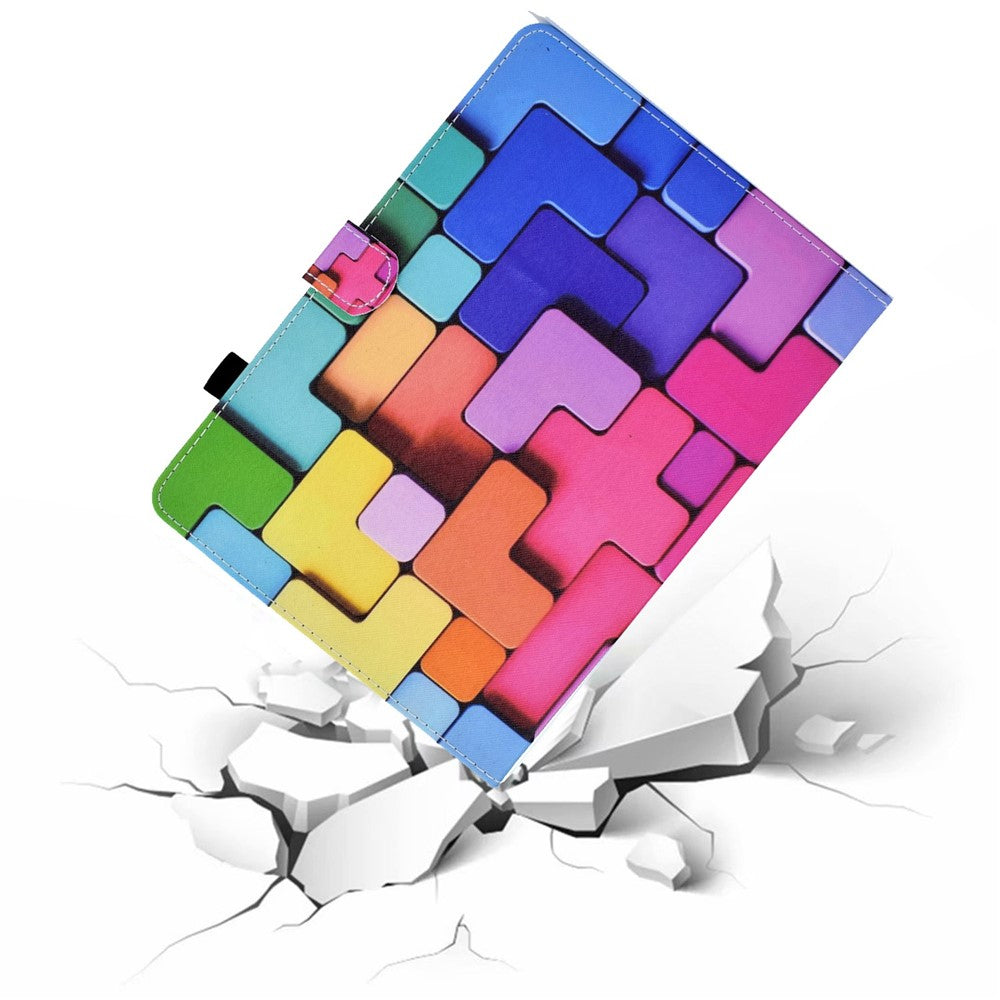 For Lenovo Tab M10 (Gen 3) TB-328FU / TB-328XU A2 Pattern Printing PU Leather Case Adjustable Stand Protection Smart Cover with Card Slots and Pencil Holder - Blocks