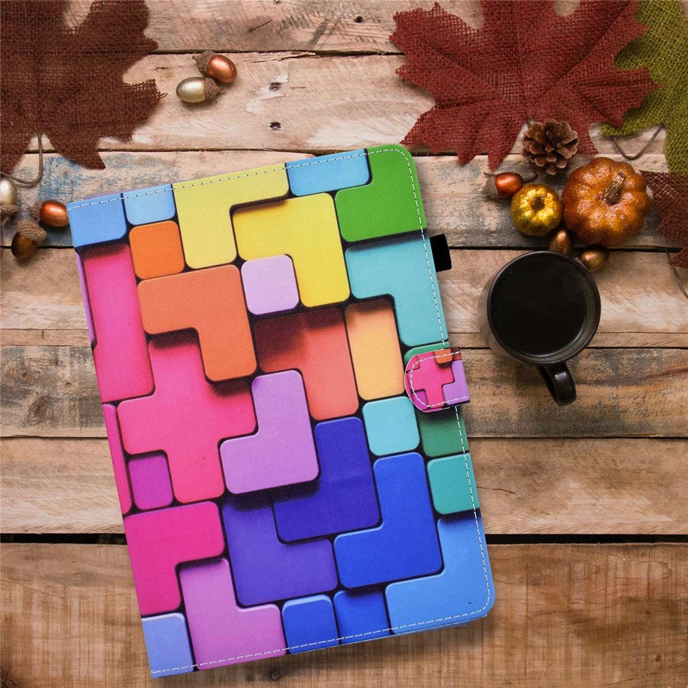 For Lenovo Tab M10 (Gen 3) TB-328FU / TB-328XU A2 Pattern Printing PU Leather Case Adjustable Stand Protection Smart Cover with Card Slots and Pencil Holder - Blocks