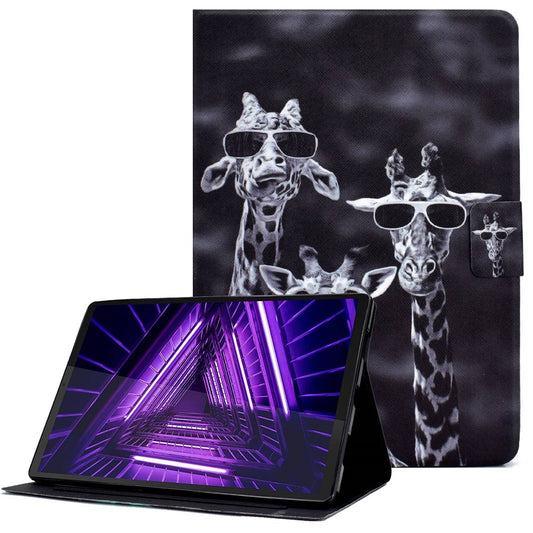Protective Case for Lenovo Tab M10 Plus (3rd Gen) / Xiaoxin Pad 2022 10.6 inch Pattern Printing Tablet Leather Cover with Card Slots Stand - Three Giraffes