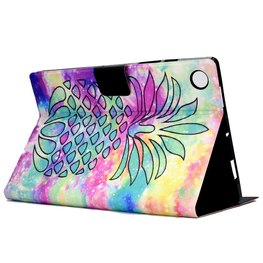 Protective Case for Lenovo Tab M10 Plus (3rd Gen) / Xiaoxin Pad 2022 10.6 inch Pattern Printing Tablet Leather Cover with Card Slots Stand - Colorful Pineapple