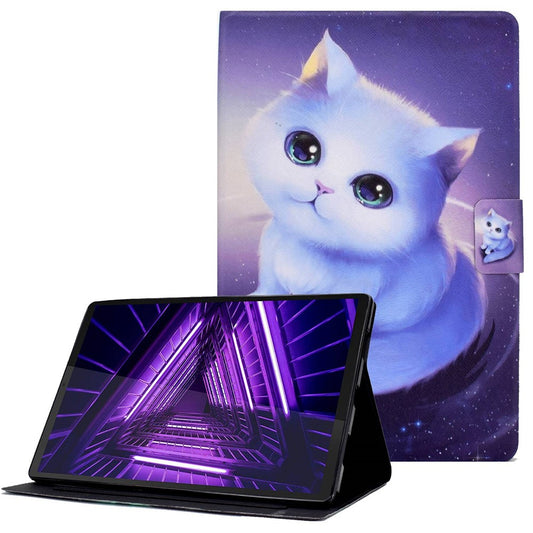 Protective Case for Lenovo Tab M10 Plus (3rd Gen) / Xiaoxin Pad 2022 10.6 inch Pattern Printing Tablet Leather Cover with Card Slots Stand - Cat