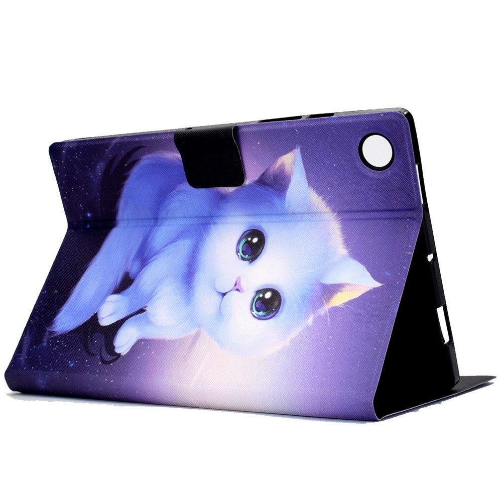 Protective Case for Lenovo Tab M10 Plus (3rd Gen) / Xiaoxin Pad 2022 10.6 inch Pattern Printing Tablet Leather Cover with Card Slots Stand - Cat