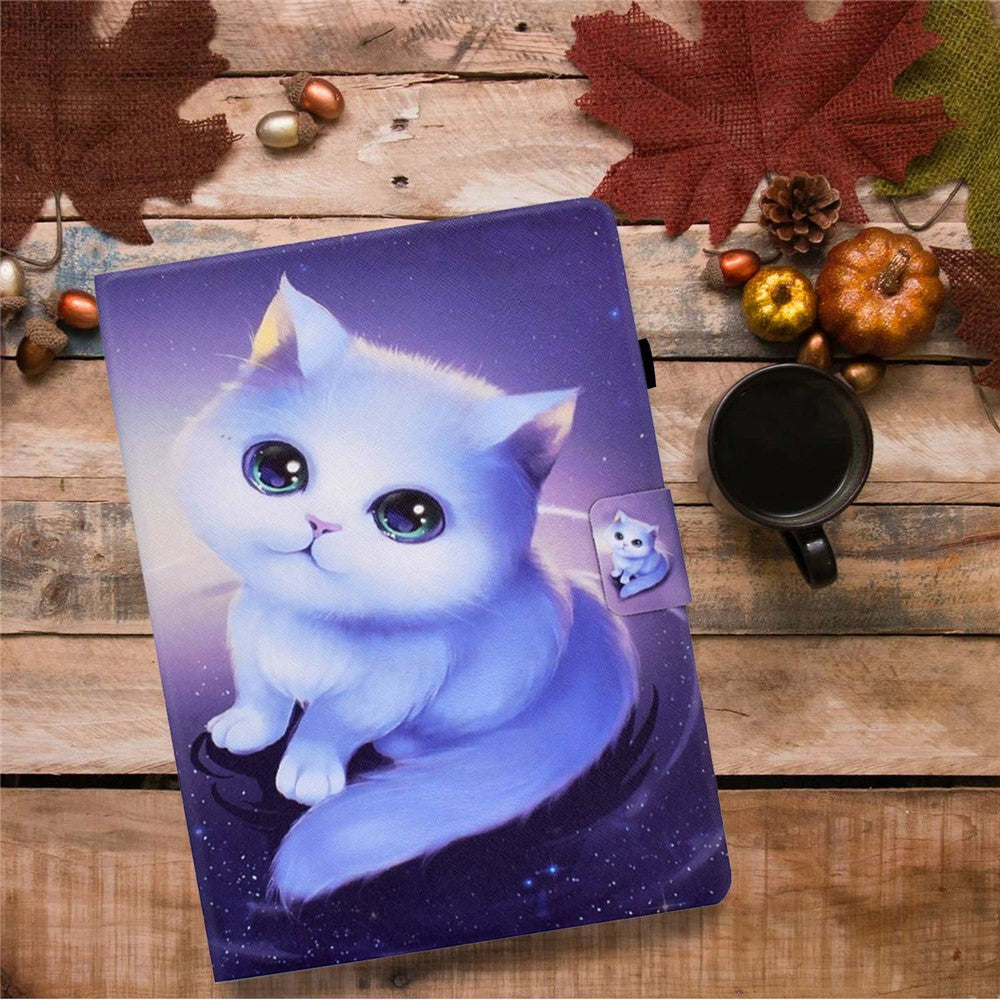 Protective Case for Lenovo Tab M10 Plus (3rd Gen) / Xiaoxin Pad 2022 10.6 inch Pattern Printing Tablet Leather Cover with Card Slots Stand - Cat